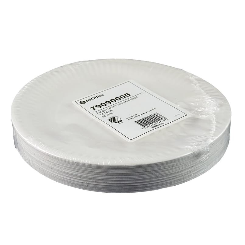 Papperstallrik Assiett Belagd Vit 18cm, 50 st/fp