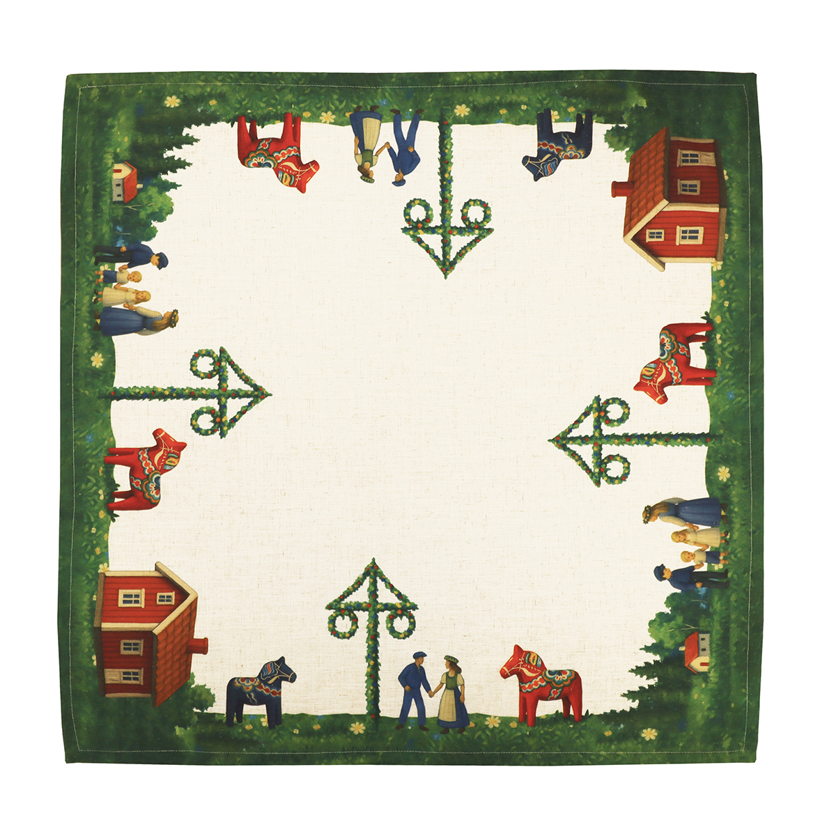 Midsommar Bordsduk 90x90 Cm Klassiskt Midsommarmotiv midsommar-bordsduk-90x90-cm-klassiskt-midsommarmotiv