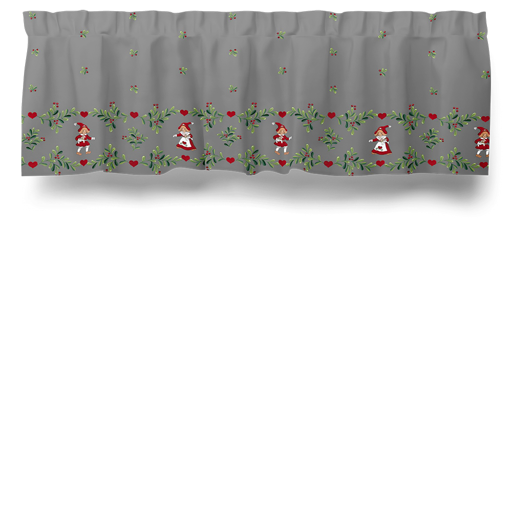 Hjärtans jul grå gardinkappa metervara