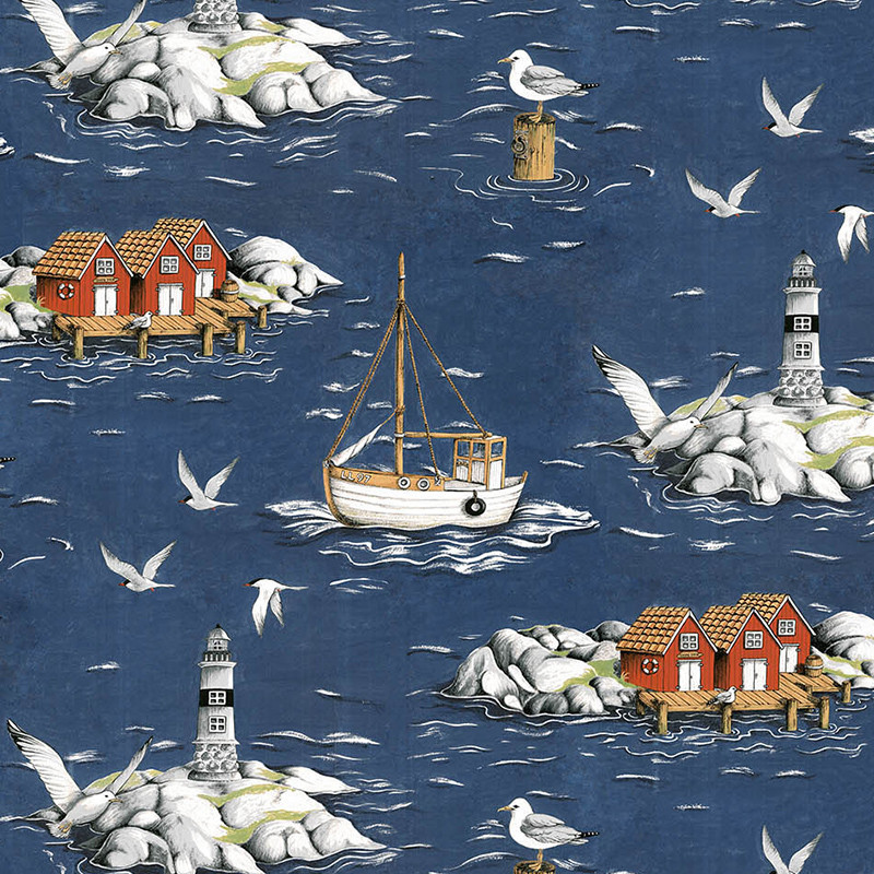 Fiskeskär mörkblå tyg