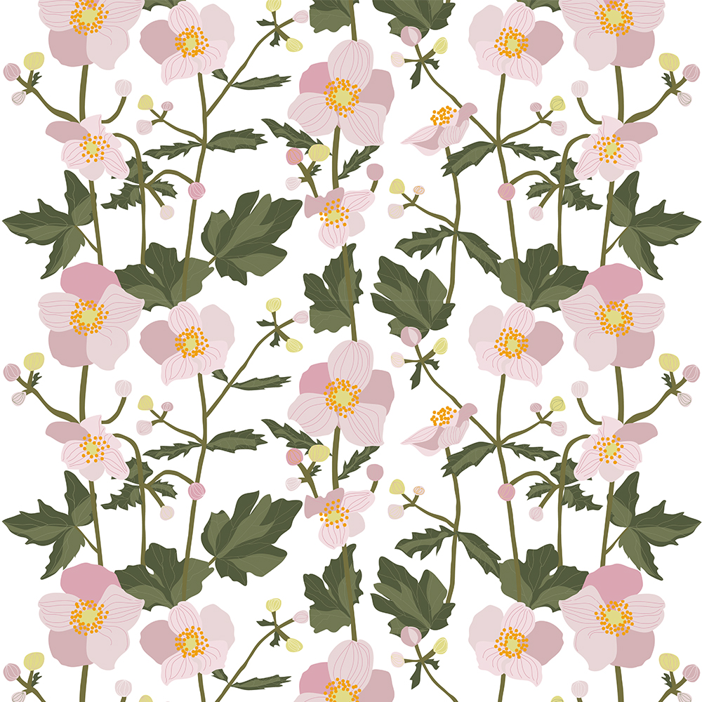 Anemon Rosa Tyg Nordisktextil se