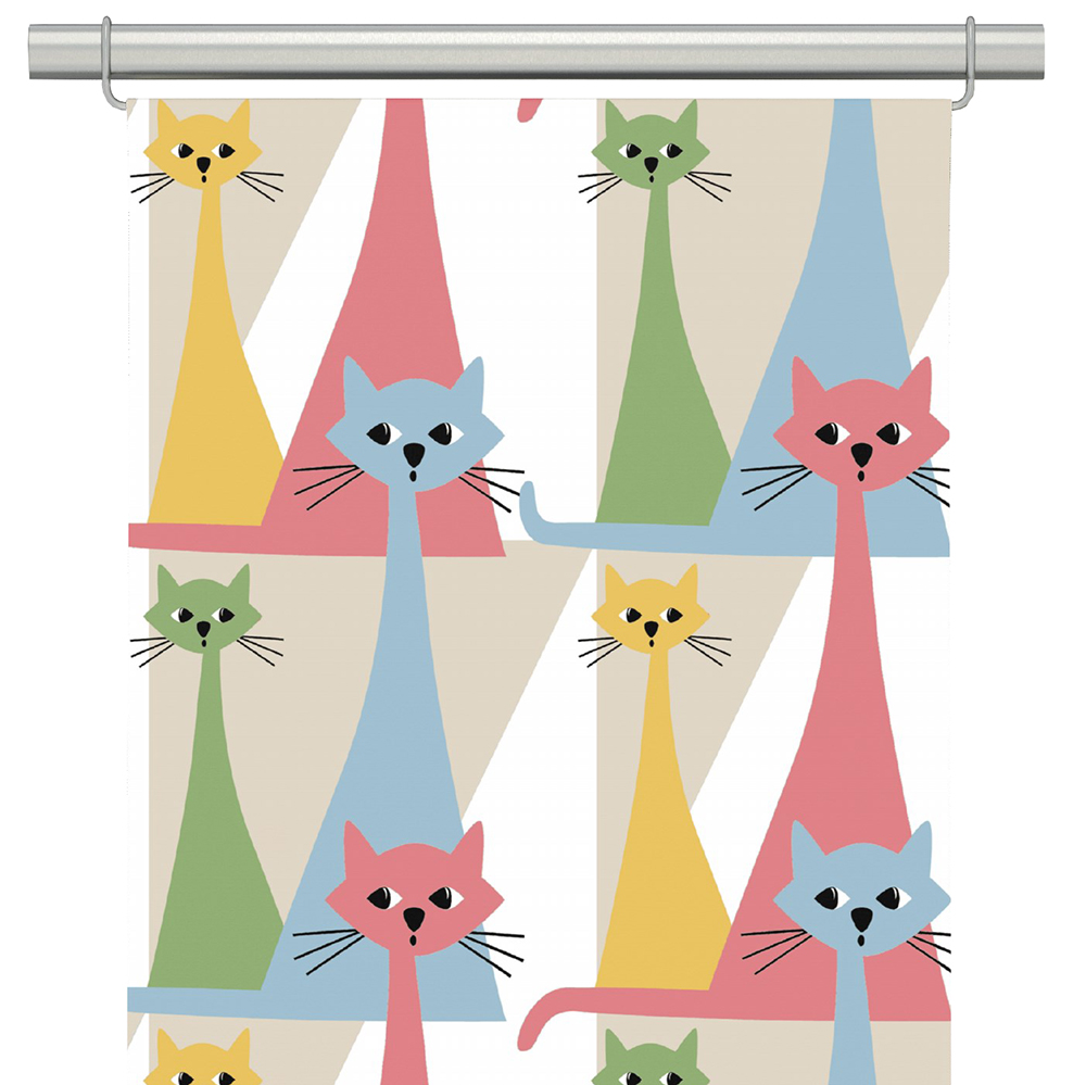 Kitty multi panelgardiner med retro katter