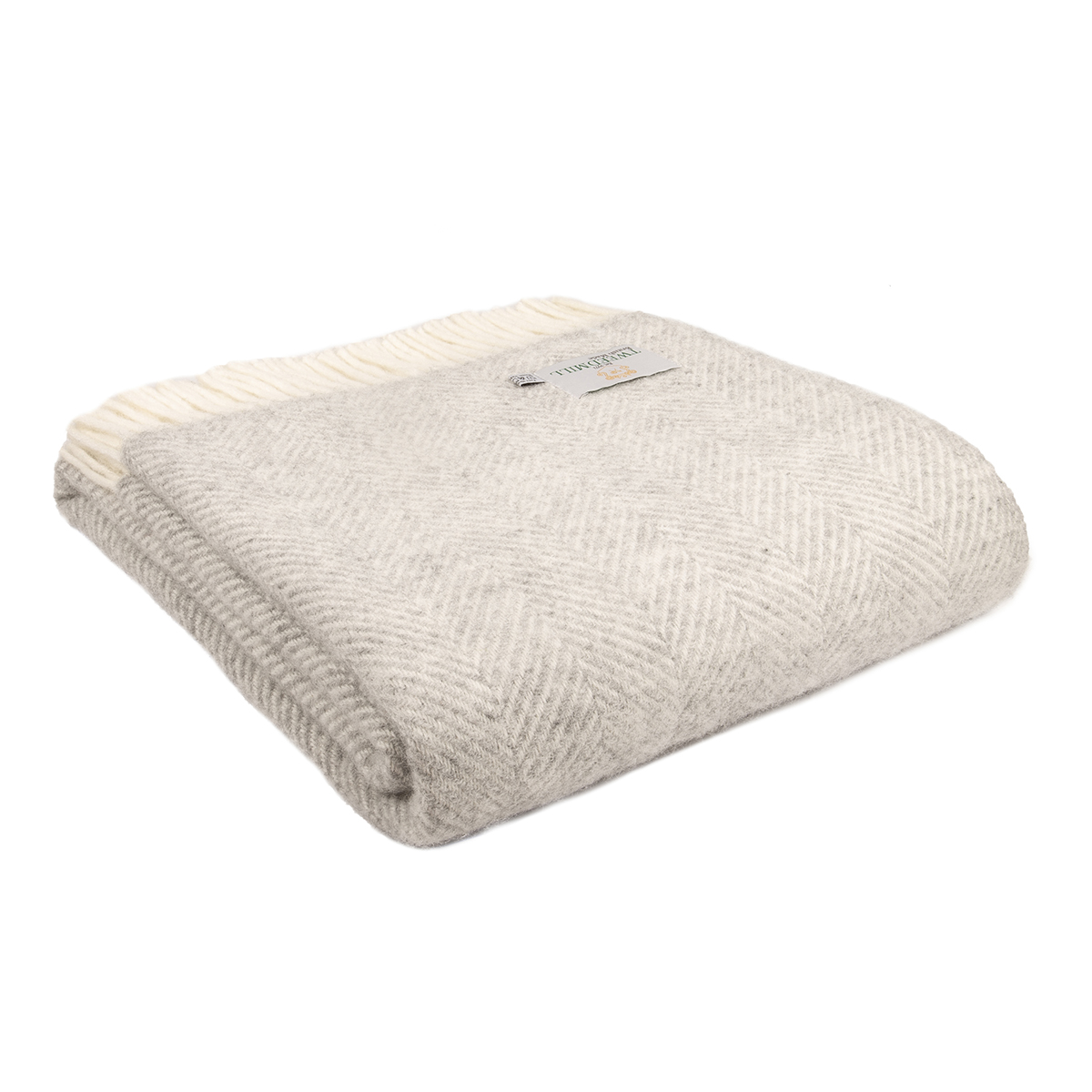 Ullpläd Fishbone Silver Grey, 100% Ull, 150x183 cm