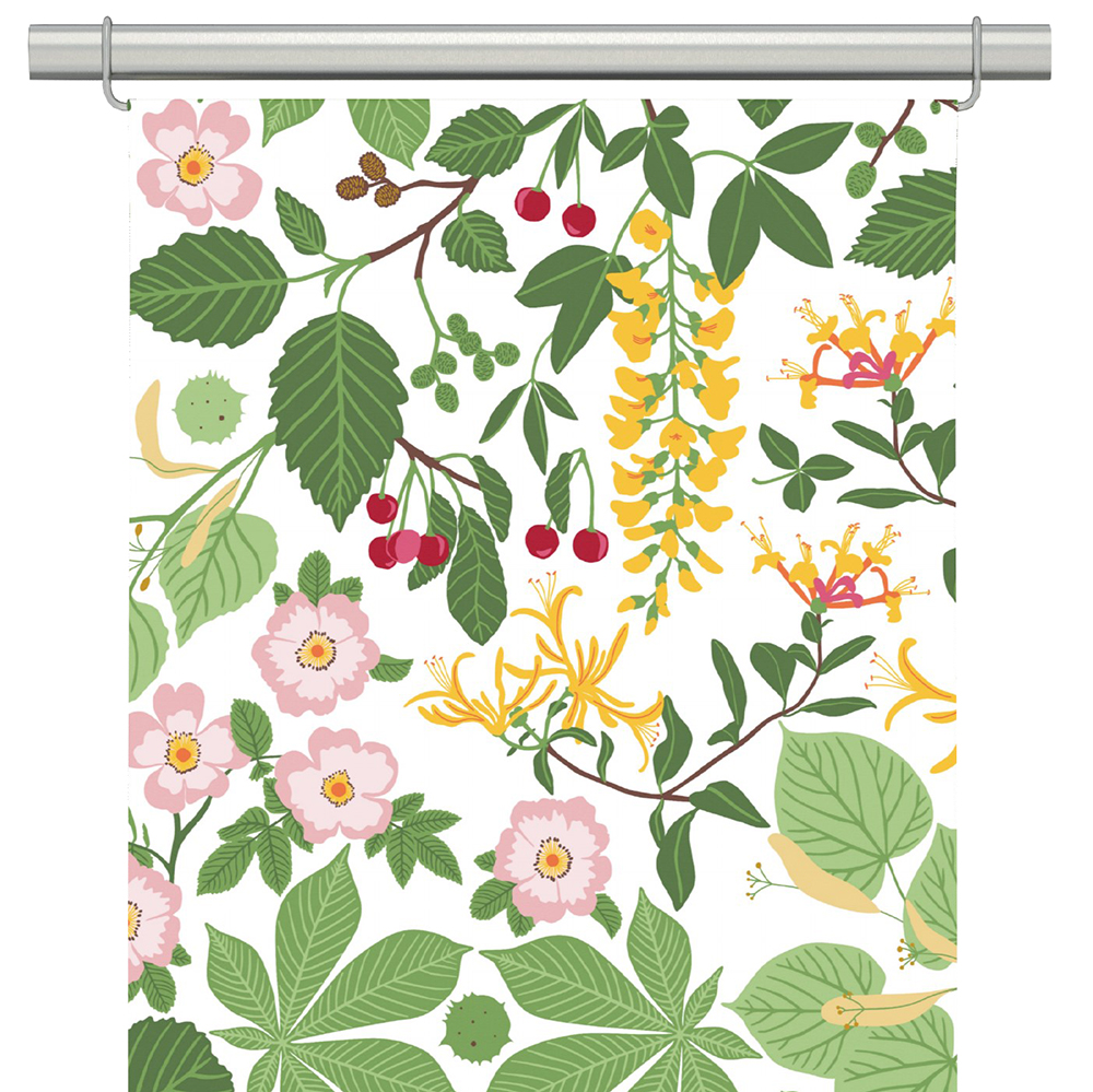 Haga grön blommiga panelgardiner