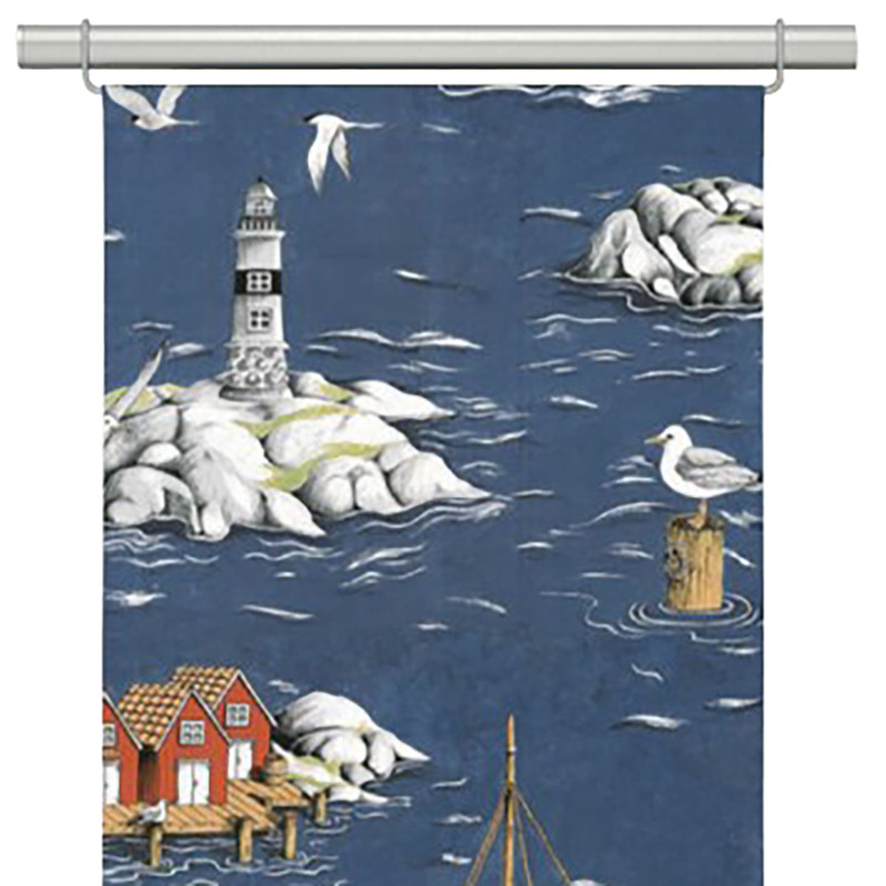 Fiskeskär mörkblå panelgardiner