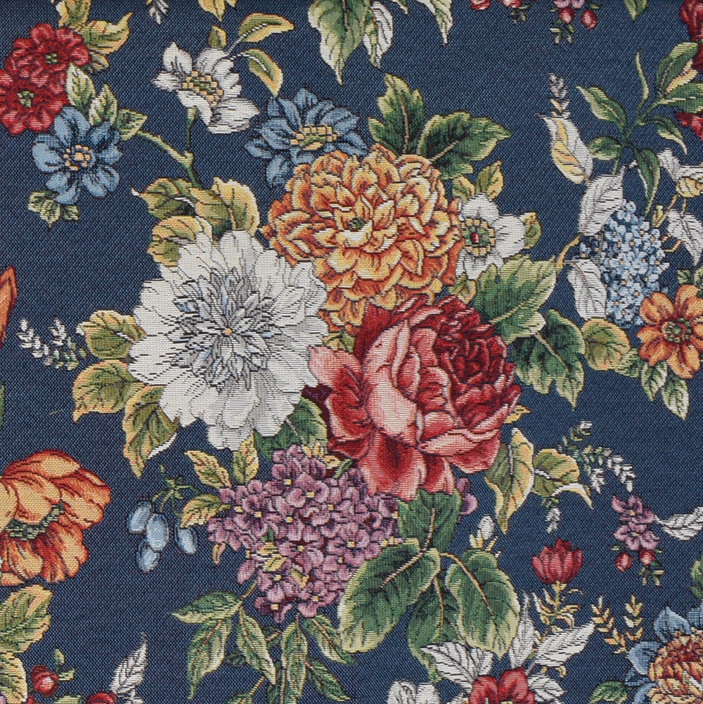 Dolores Blå Blommigt Möbeltyg