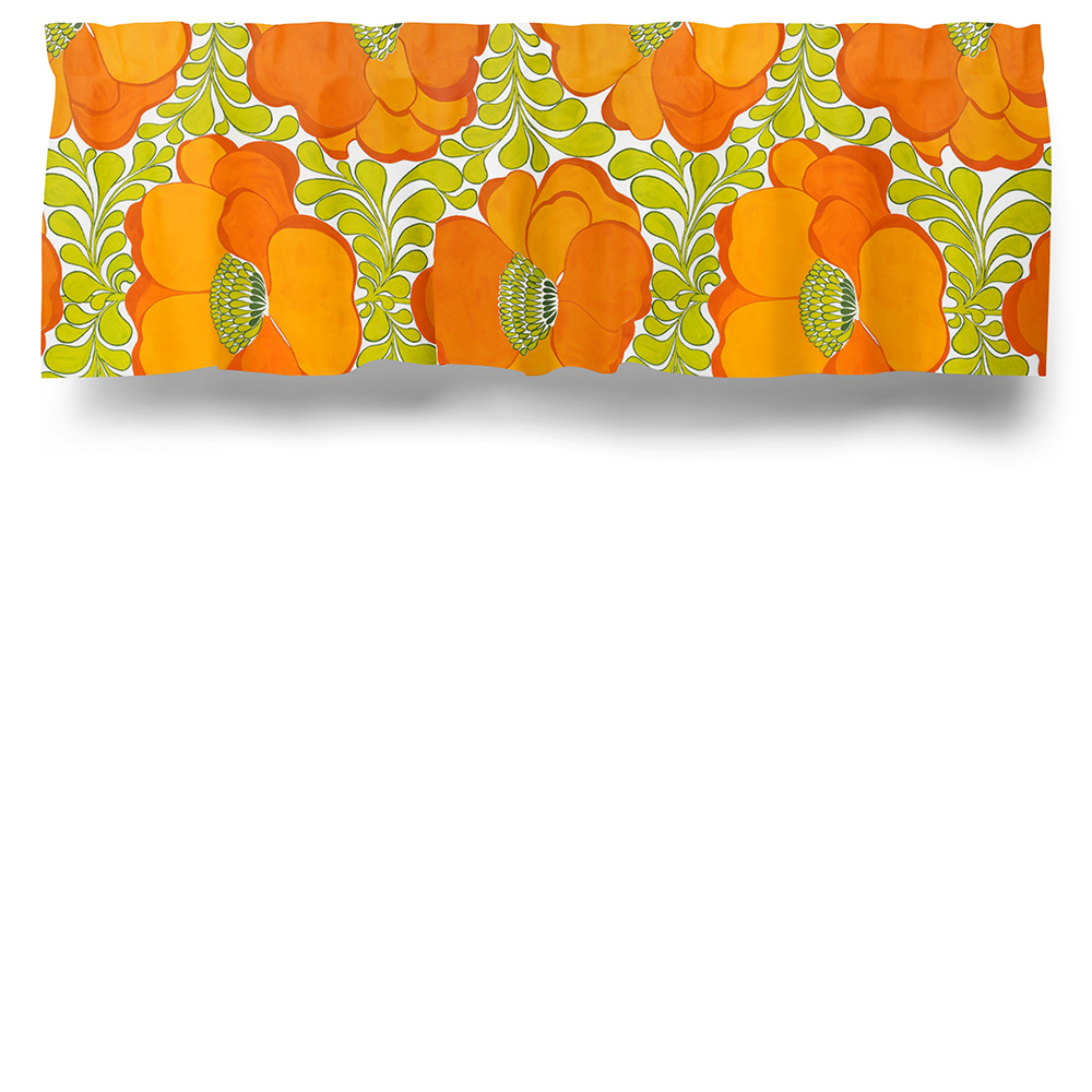 Love grön-orange gardinkappa metervara
