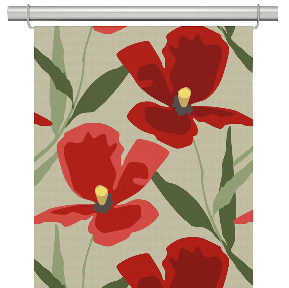 Blomsterskurd culla röd panelgardiner | nordisktextil.se