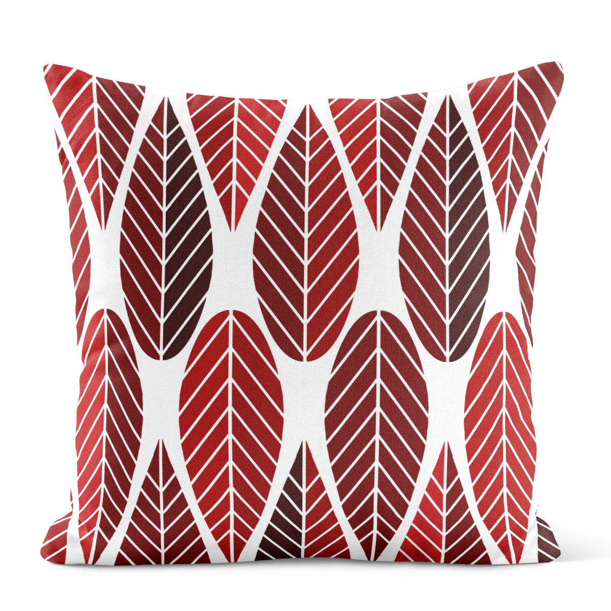 Blader röd kuddfodral 47x47 cm – grafiskt mönster i bomull | Nordisk Textil