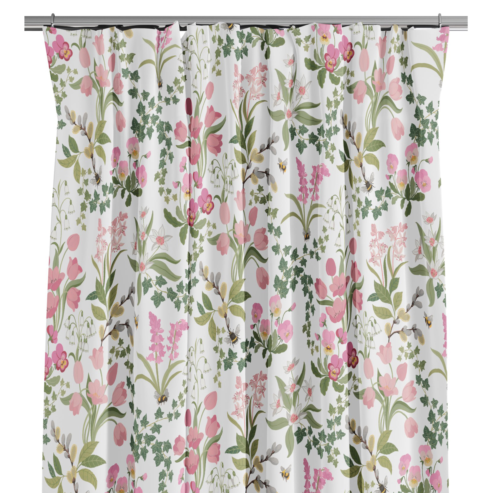 Humlegården rosa-grön gardiner (315cm)