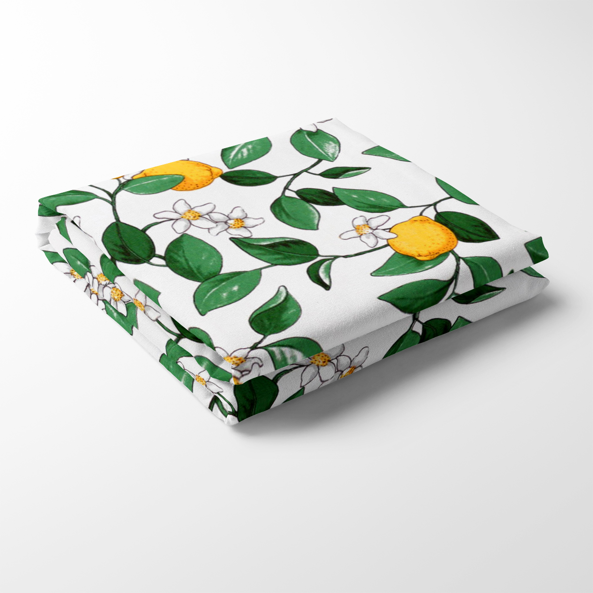 Citronlycka vit bordsduk med citroner (130x350cm)