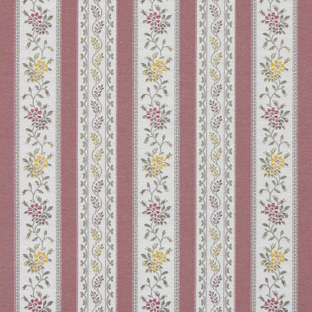 Portugal rosa stiltyg – randigt möbeltyg i klassisk stil | Nordisk Textil