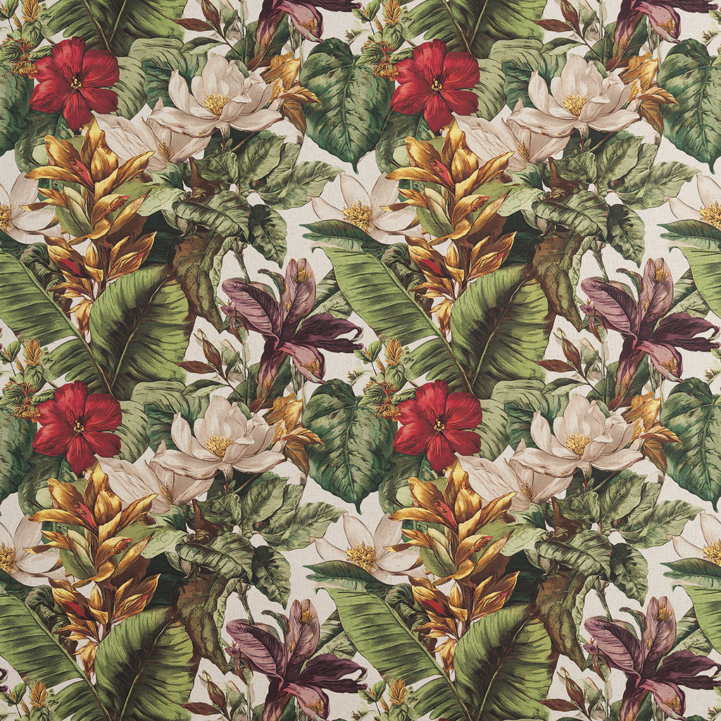 Pattern Tyg Yucatan tyg – digitaltryckt bomull och linnetyg i gröna toner