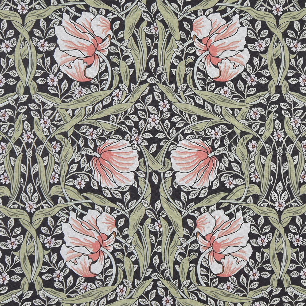 Grace svart tyg - Klassisk blommig Arts and Crafts design