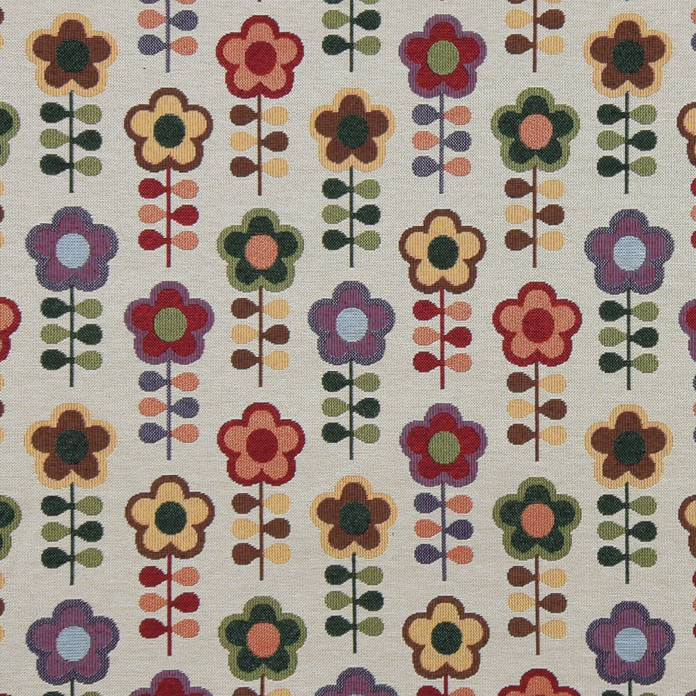 Flower power retro möbeltyg