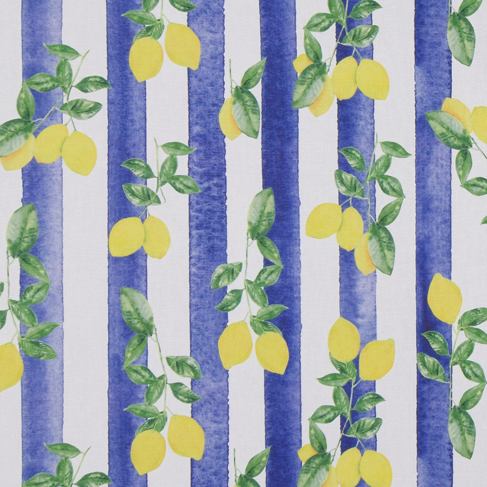 Lemon stripe tyg - ränder och citroner