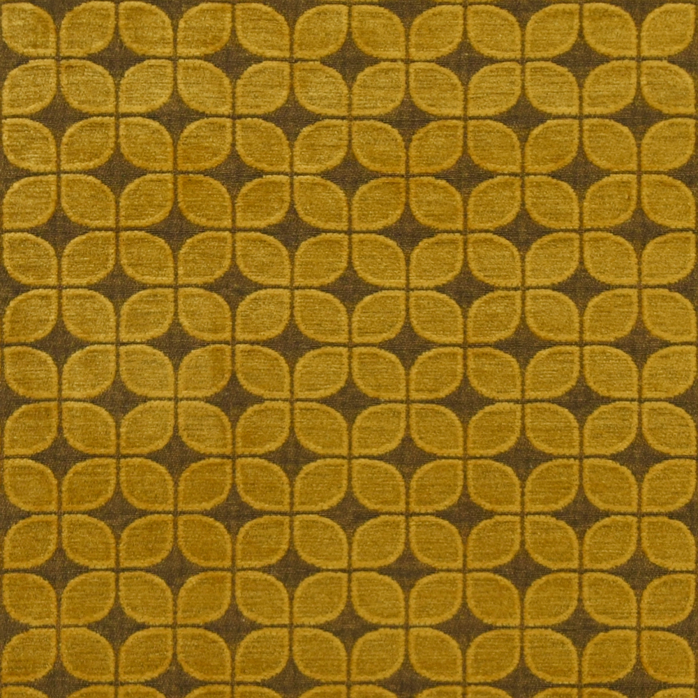 Soft retro leaf ochre möbeltyg