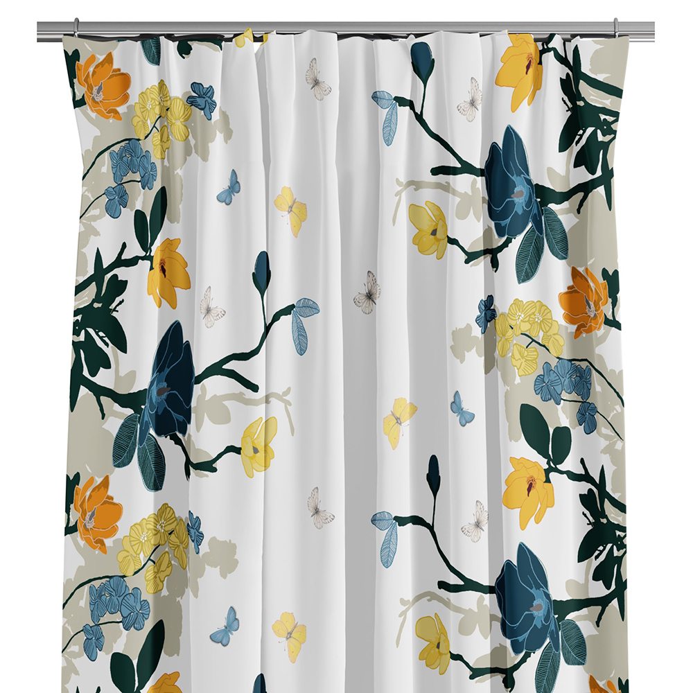 Fjärilsträdgården blå-gul gardiner (250cm)