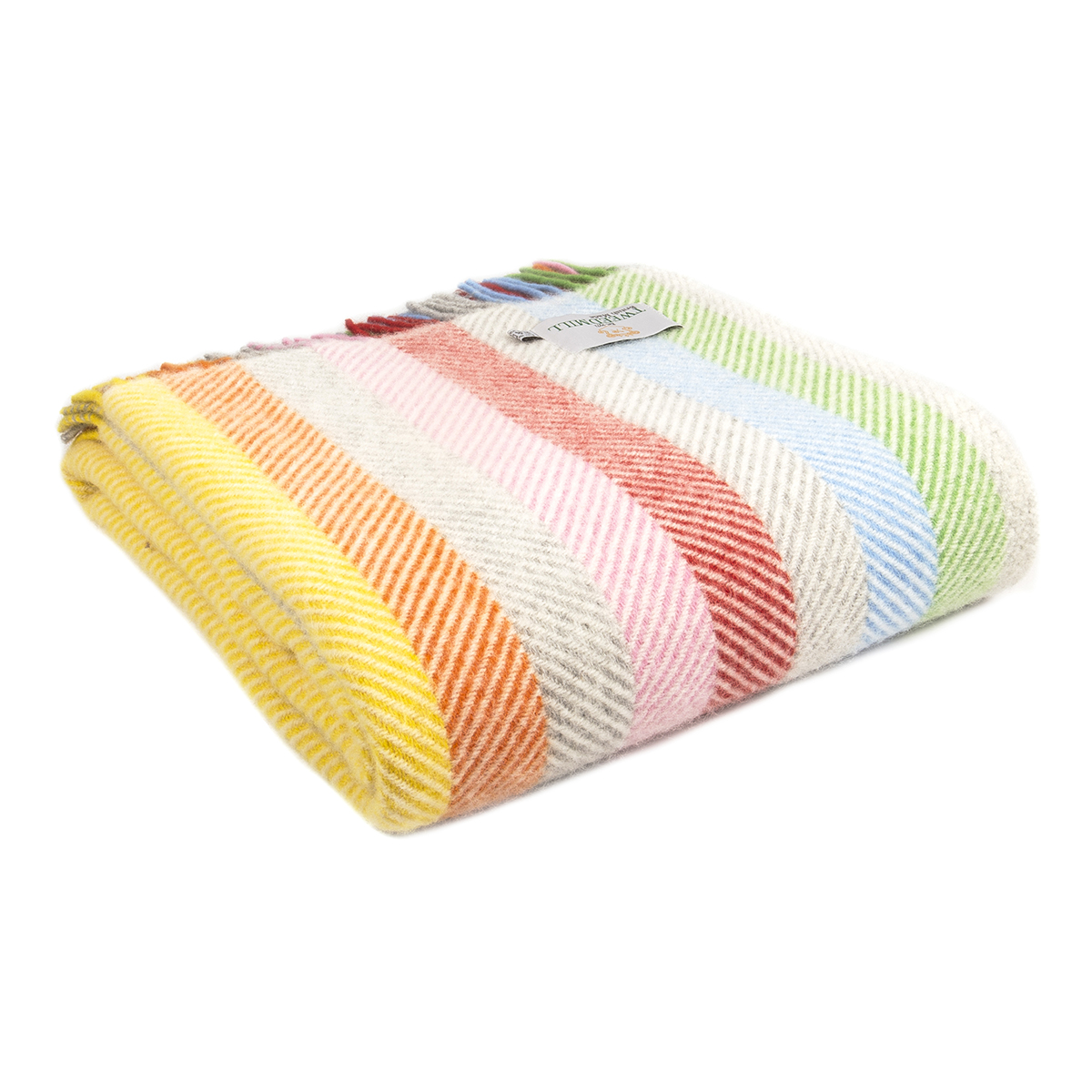 Ullpläd Stripe Rainbow Grey, 100% Ull, 150x183 cm