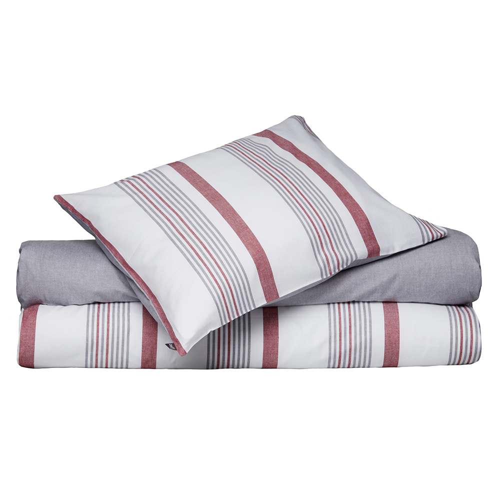 Vaxholm Randigt Röd Eco Påslakan Enkeltäcke 150x210 Classic Textile