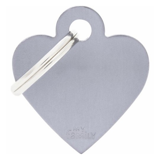 Id-bricka grå hjärta med gravyr
