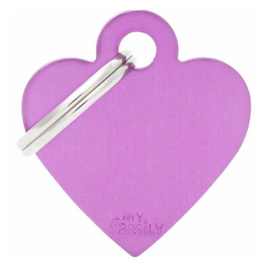 Id-bricka lila hjärta med gravyr