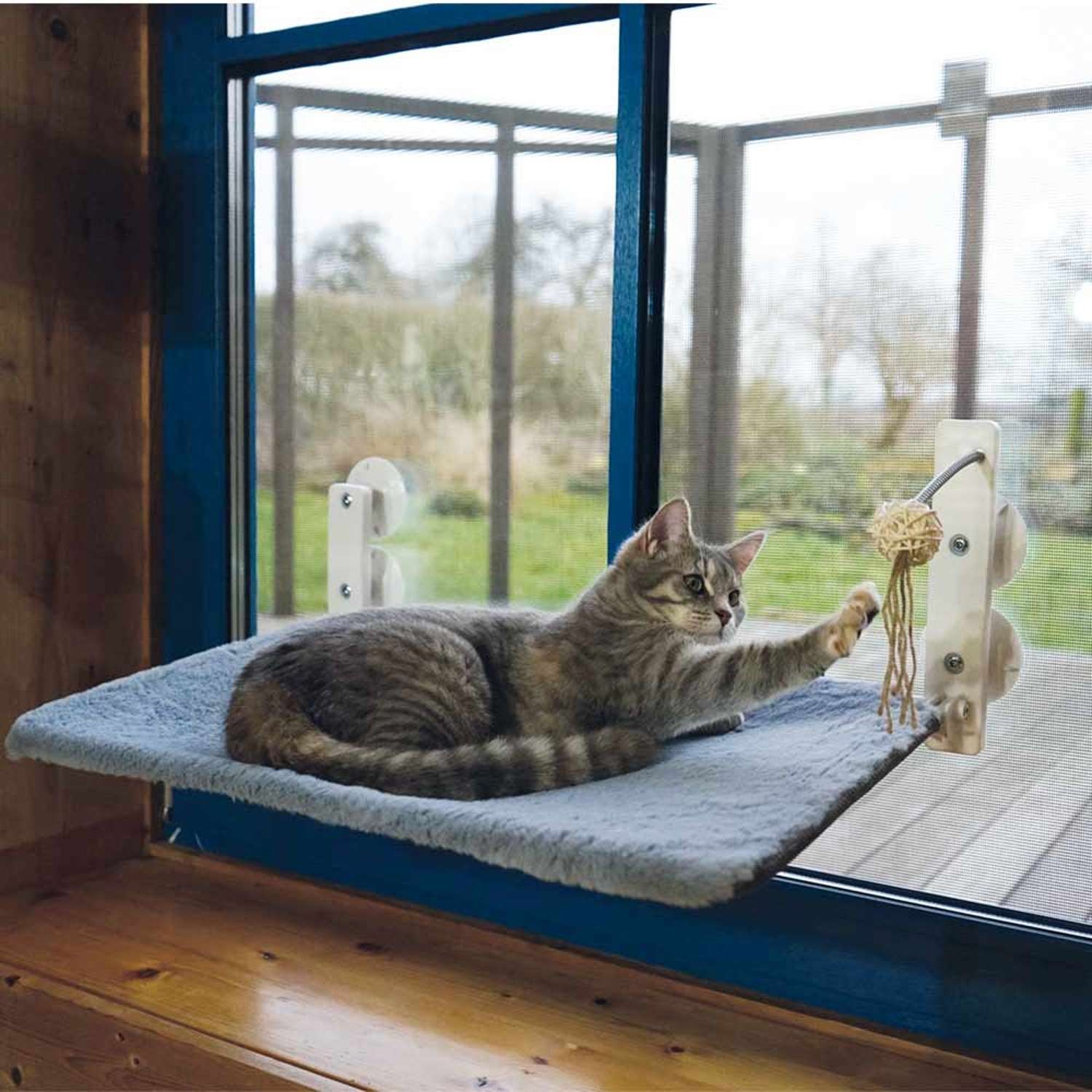 Fönsterbädd kattsäng med sugproppar