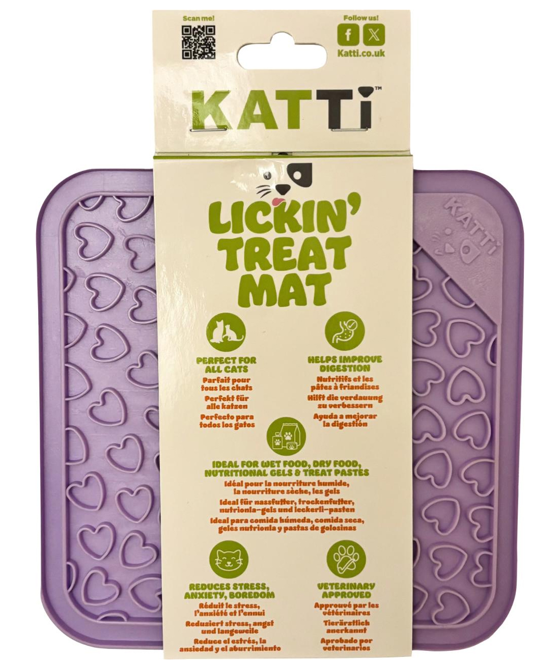 Katti fodermatta lila hjärtan