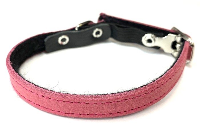 Katthalsband mjukt läder, rosa