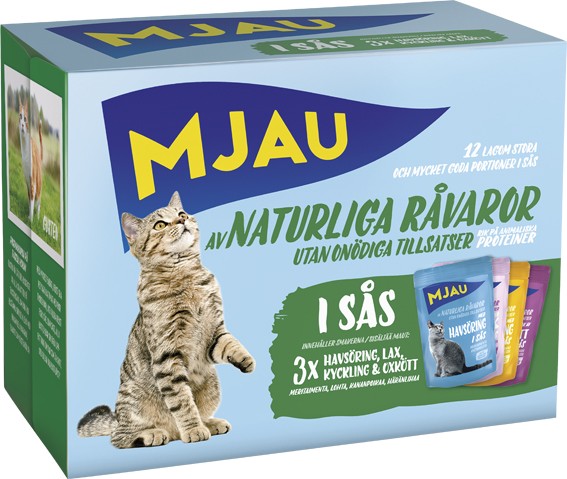 Mjau mix sås kött- och fisksmaker 12 x 85 gram