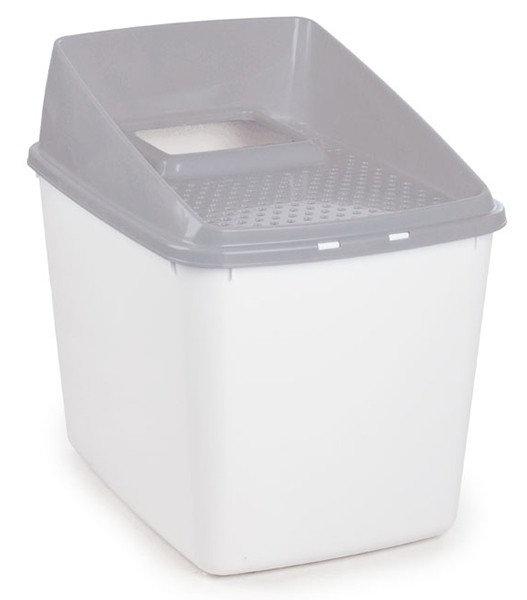 Kattlåda No Mess Box vit/grå