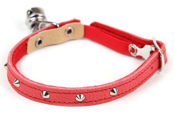 Katthalsband rött med nitar