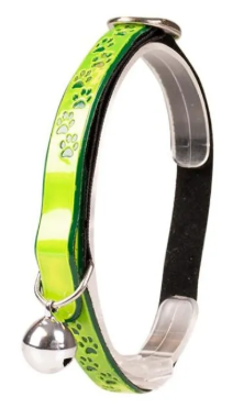 Katthalsband reflex med tassar Neongul