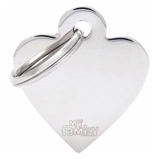 Id-bricka hjärta blank silver med gravyr