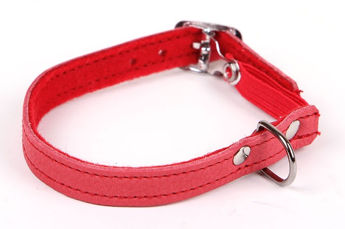 Katthalsband mjukt läder, röd