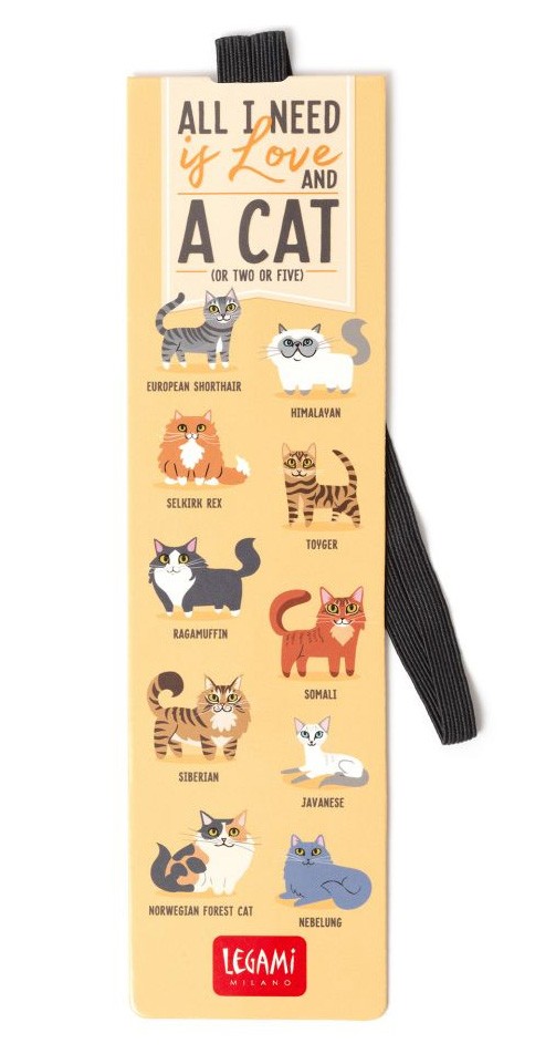 Bokmärke katter, med elastiskt band