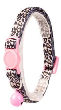 Katthalsband leopard brunt med rosa spänne