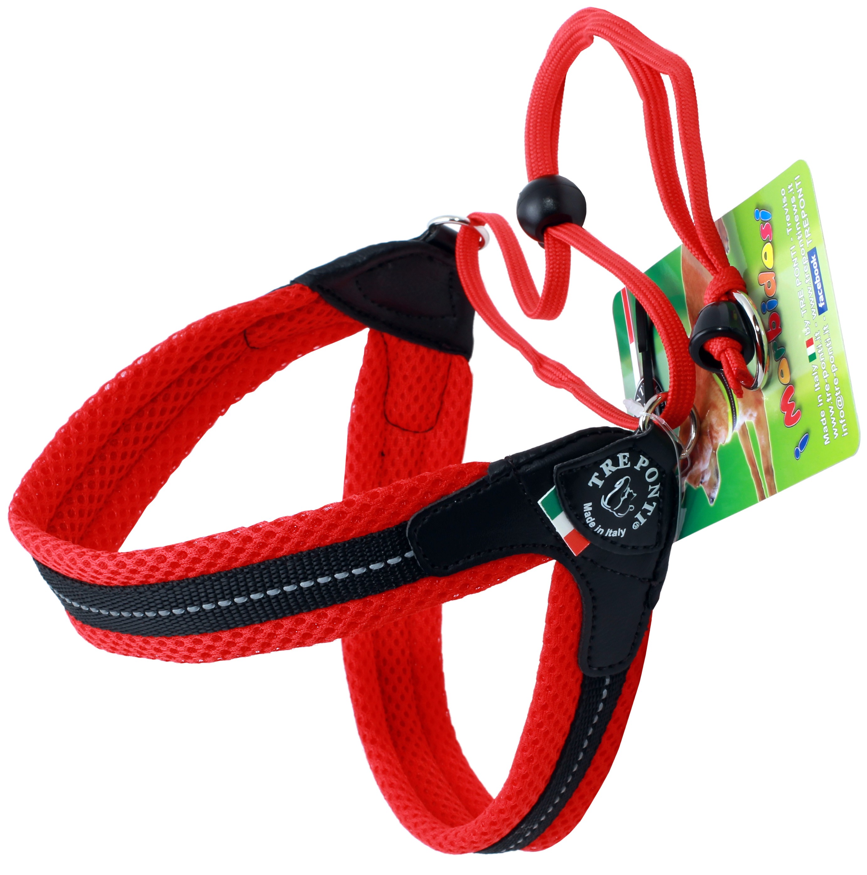 Kattsele Tre Ponti Mesh röd (Strl 1.5)