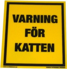 Varning för katten skylt gul