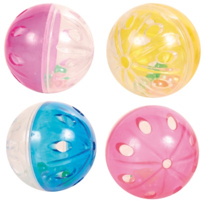 Boll med bjällra kattleksak 4-pack