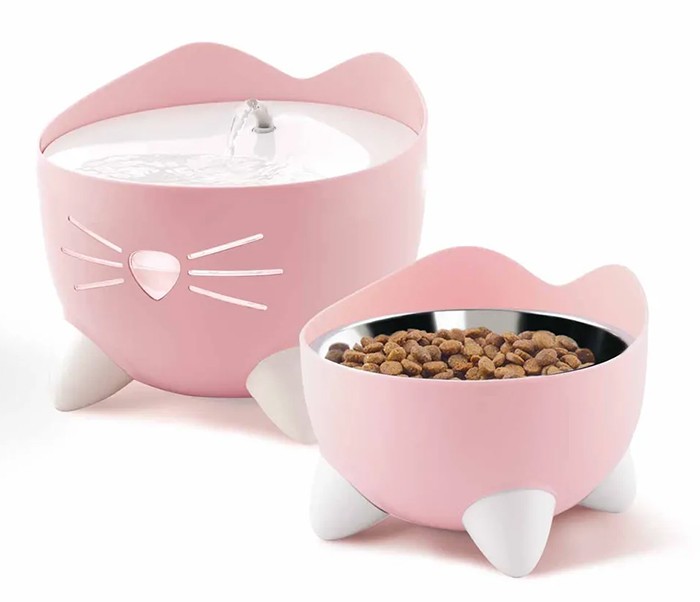 Catit Pixi Combo ROSA - vattenfontän och matskål