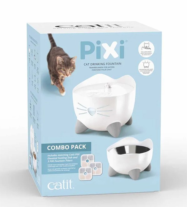 Catit Pixi Combo VIT - vattenfontän och matskål