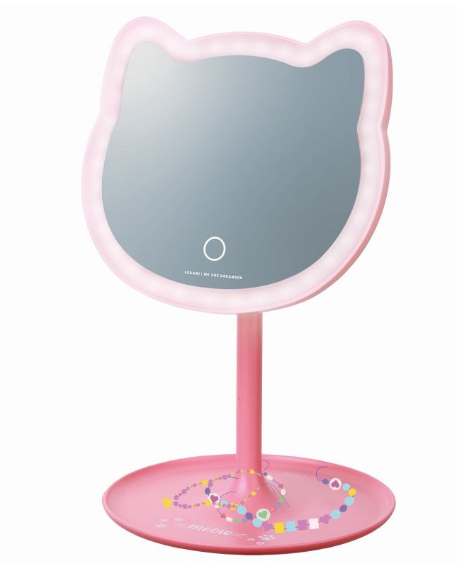 Sminkspegel med belysning kattmotiv