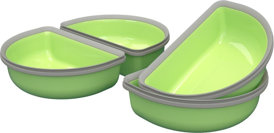 Surefeed delad skål grön, 4 st