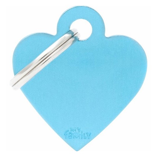 Id-bricka hjärta ljusblå med gravyr
