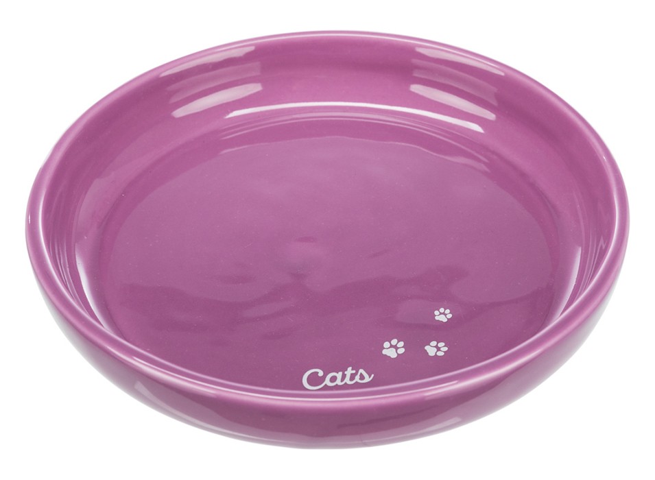 Kattmatskål keramik XL låg kant Lila