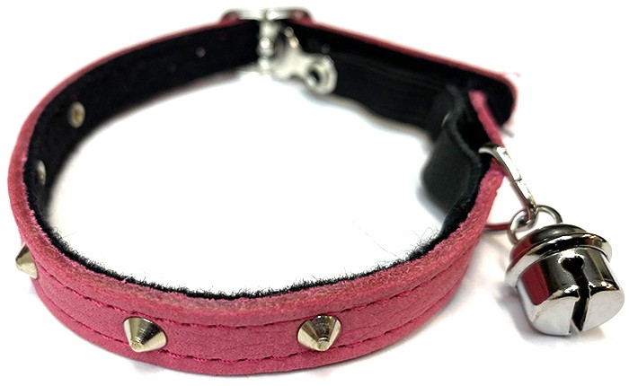 Katthalsband rosa med nitar