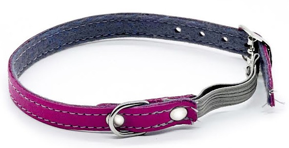 Katthalsband mjukt läder, lila