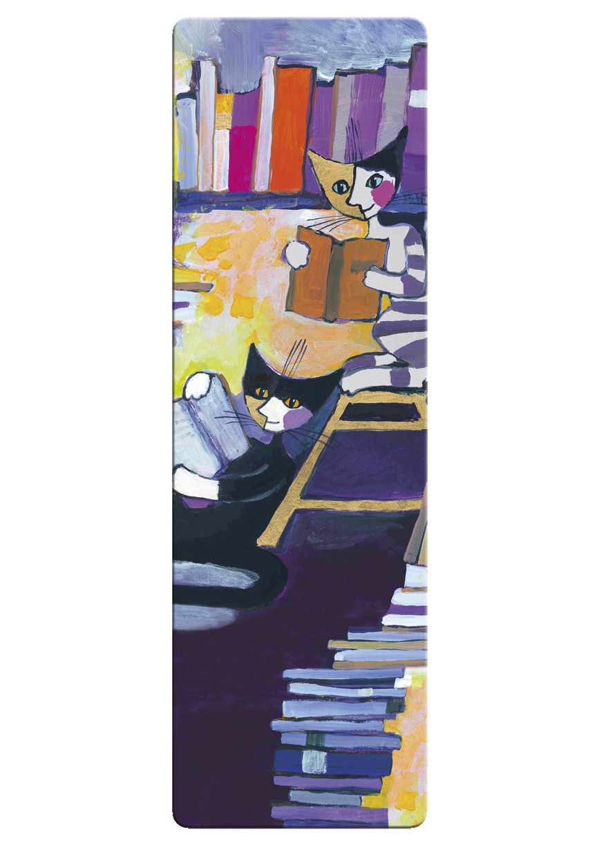 Bokmärke, läsande katt