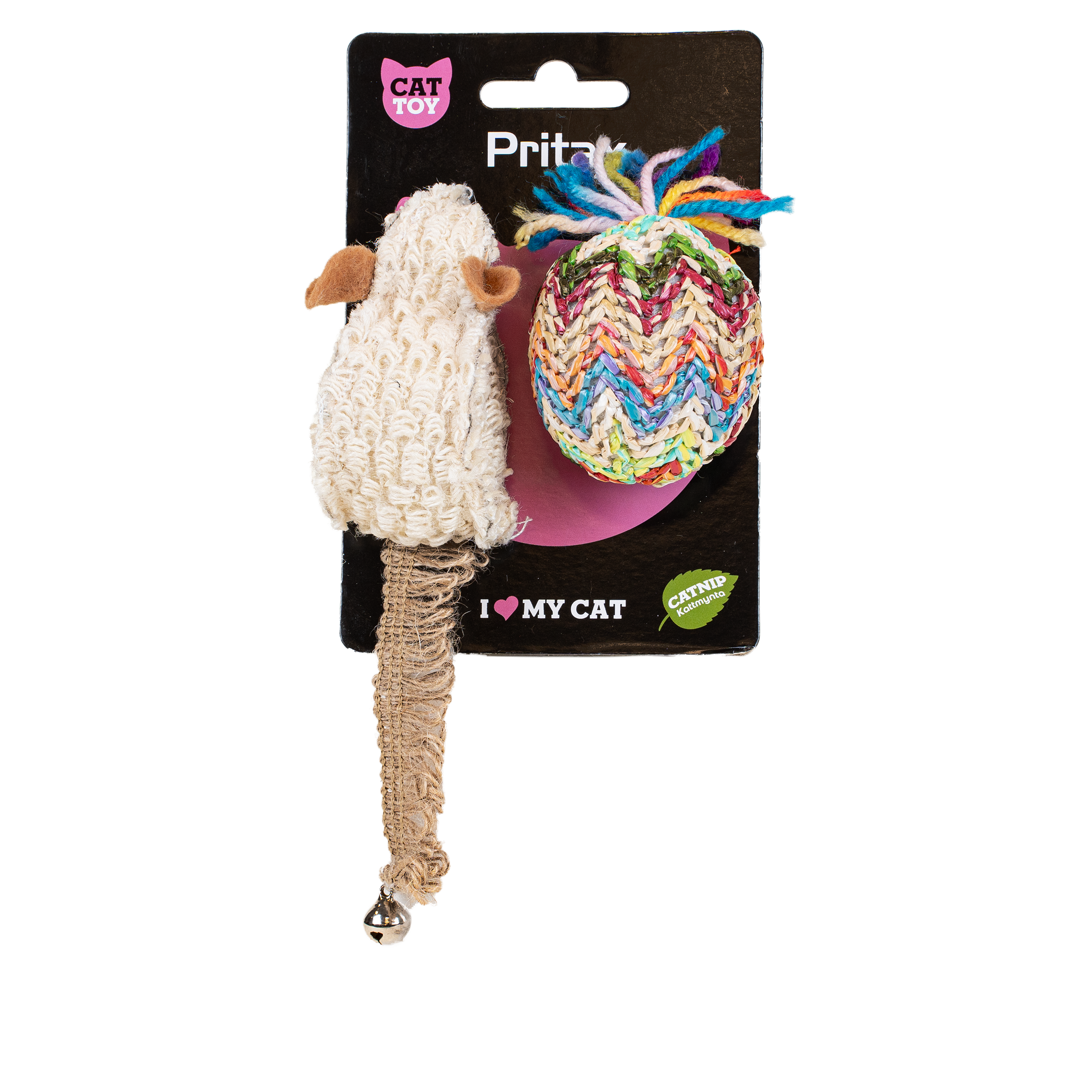 Kattleksak Natural 2-pack Råtta och Boll